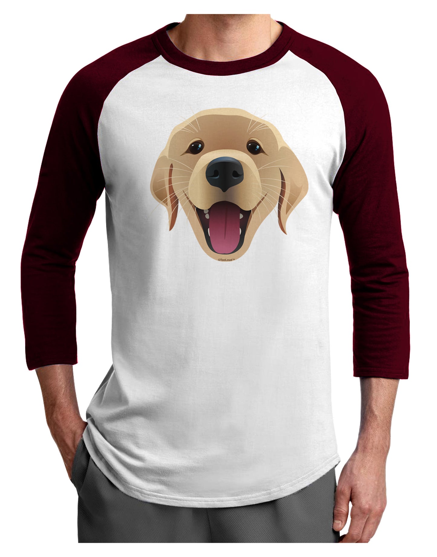 Cute Golden Retriever Puppy Face Adult Raglan Shirt-TooLoud-White-Cardinal-X-Small-Davson Sales