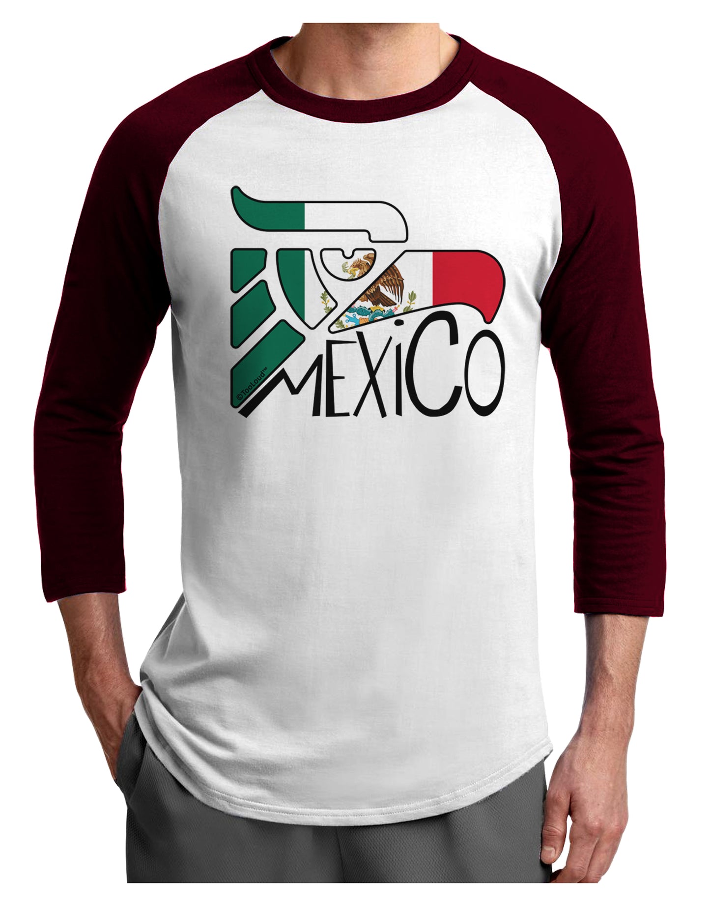 Mexico Eagle Symbol - Mexican Flag - Mexico Adult Raglan Shirt by TooLoud-TooLoud-White-Cardinal-X-Small-Davson Sales
