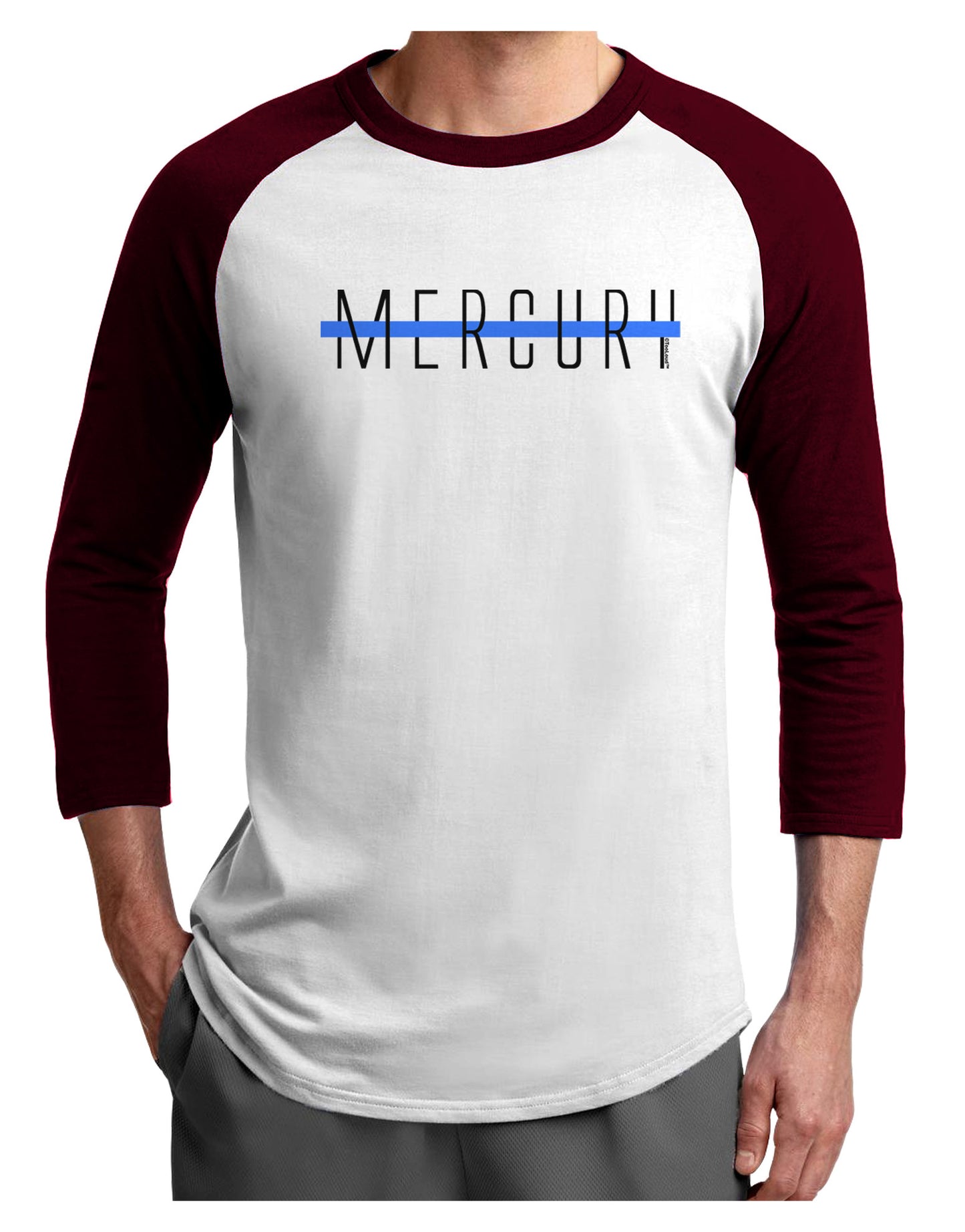 Planet Mercury Text Only Adult Raglan Shirt-Raglan Shirt-TooLoud-White-Cardinal-X-Small-Davson Sales