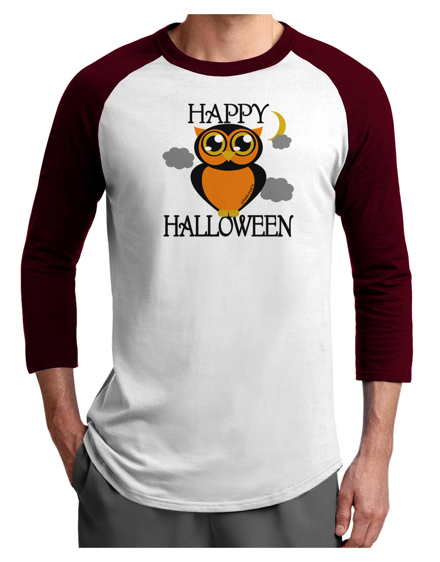 Owl Orange Text Adult Raglan Shirt-Raglan Shirt-TooLoud-White-Cardinal-X-Small-Davson Sales