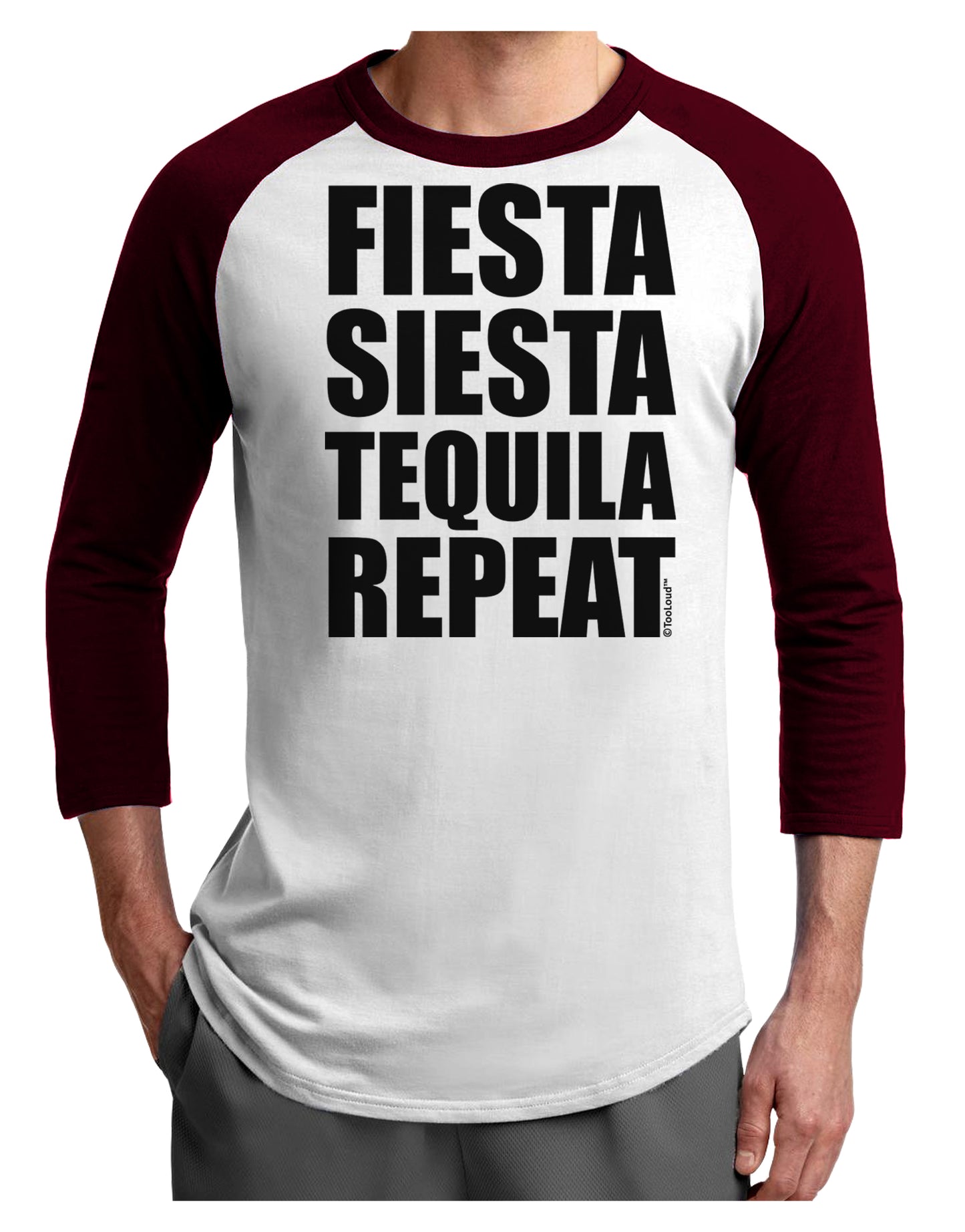 Fiesta Siesta Tequila Repeat Adult Raglan Shirt by TooLoud-TooLoud-White-Cardinal-X-Small-Davson Sales