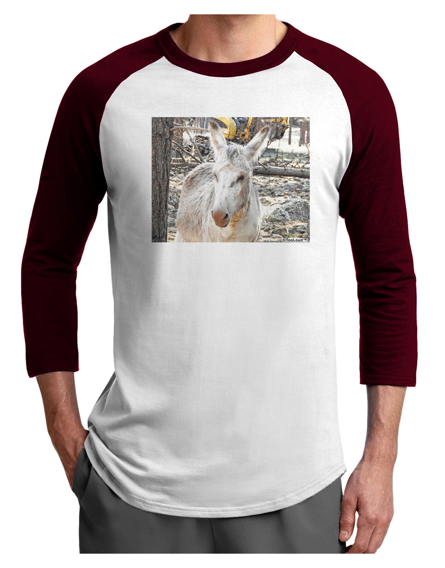 Troubled Burro Adult Raglan Shirt-Raglan Shirt-TooLoud-White-Cardinal-X-Small-Davson Sales