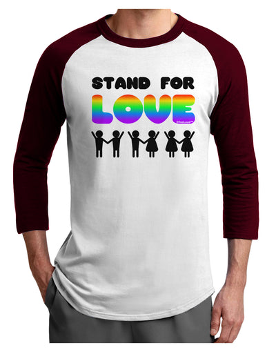 Stand For Love Rainbow Adult Raglan Shirt-TooLoud-White-Cardinal-X-Small-Davson Sales