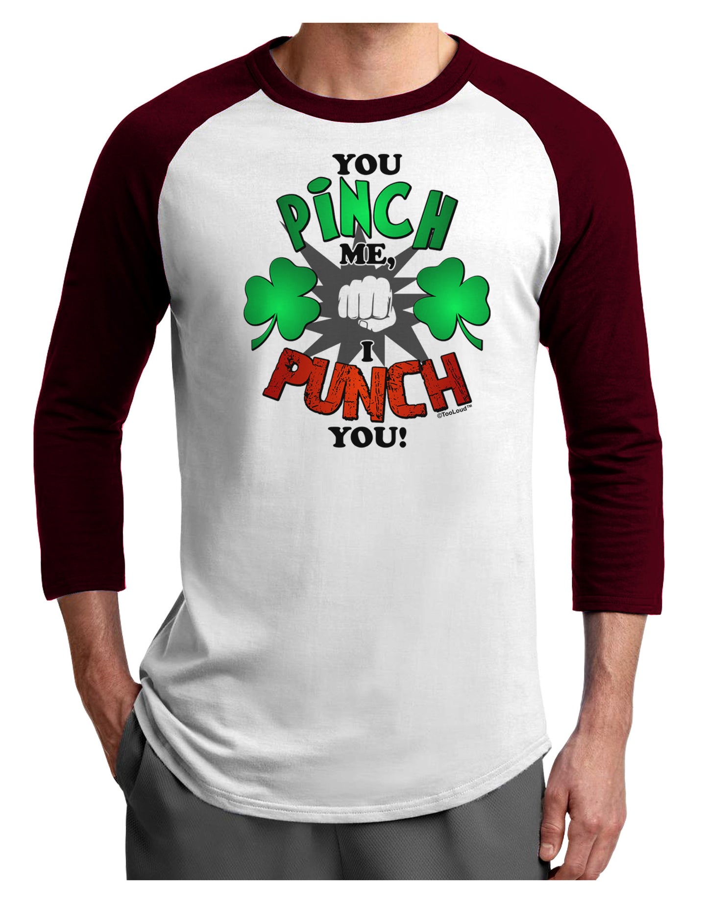 You Pinch Me I Punch You Adult Raglan Shirt-Raglan Shirt-TooLoud-White-Cardinal-X-Small-Davson Sales