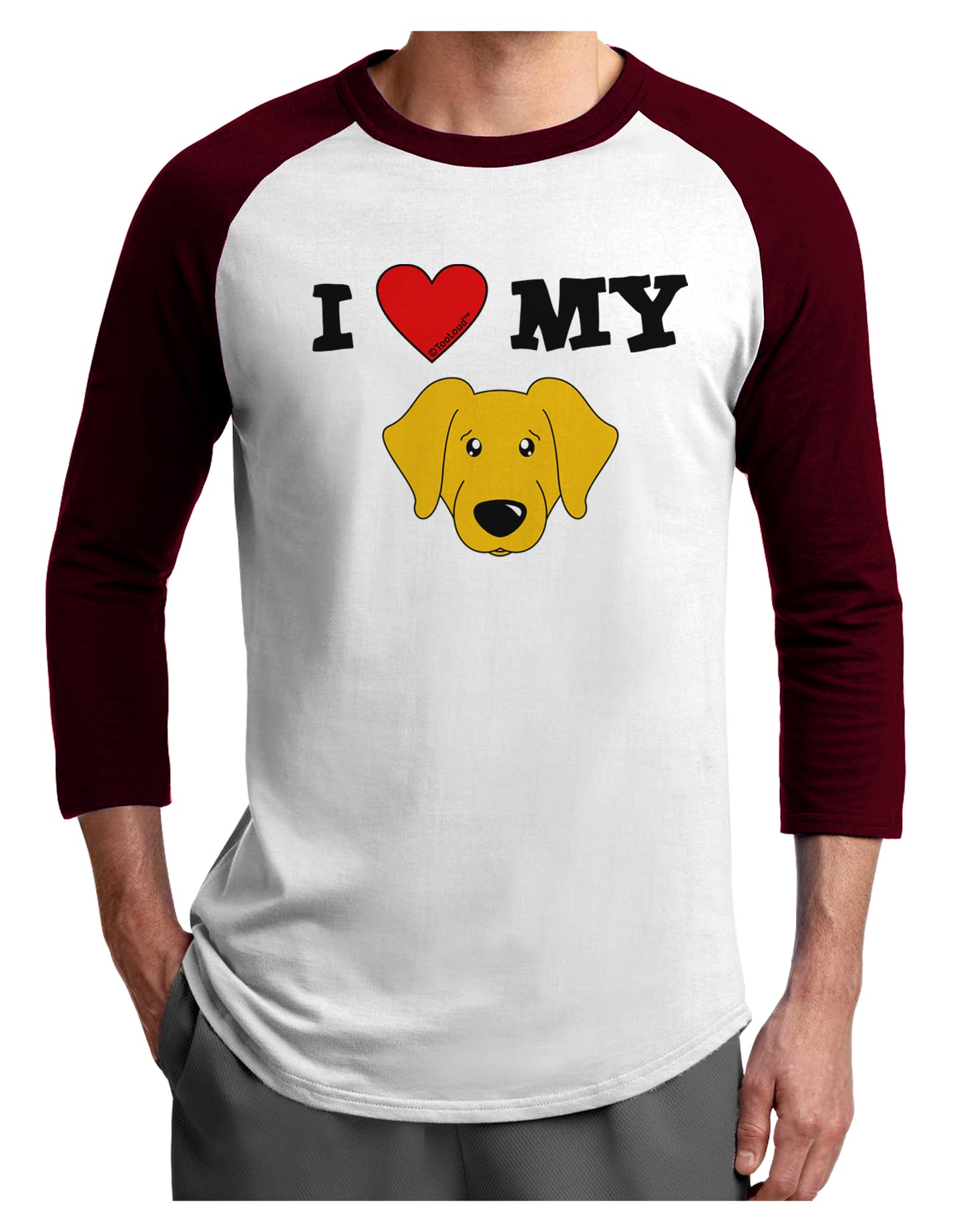 I Heart My - Cute Yellow Labrador Retriever Dog Adult Raglan Shirt by TooLoud-TooLoud-White-Cardinal-X-Small-Davson Sales
