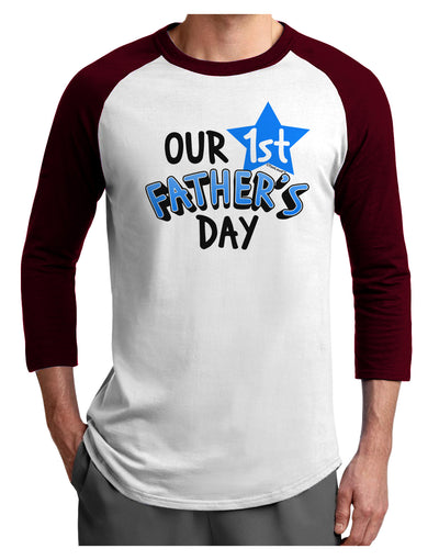 Our 1st Father's Day Adult Raglan Shirt-Raglan Shirt-TooLoud-White-Cardinal-X-Small-Davson Sales