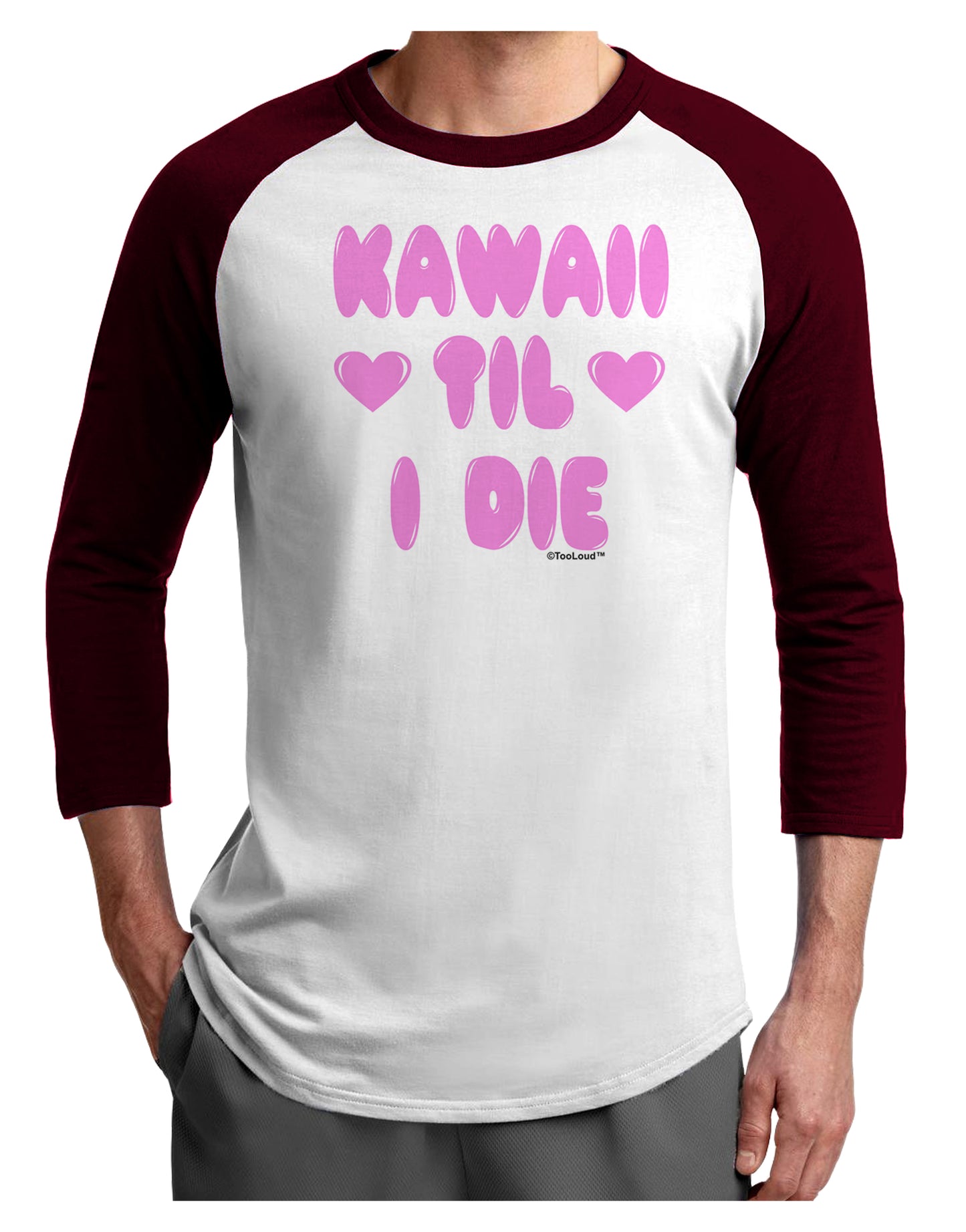 Kawaii Til I Die - Design - Magenta Adult Raglan Shirt by TooLoud-TooLoud-White-Cardinal-X-Small-Davson Sales
