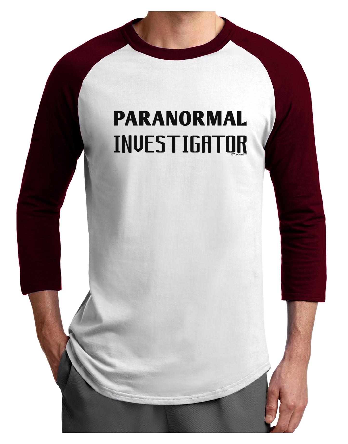 Paranormal Investigator Adult Raglan Shirt-Raglan Shirt-TooLoud-White-Cardinal-X-Small-Davson Sales