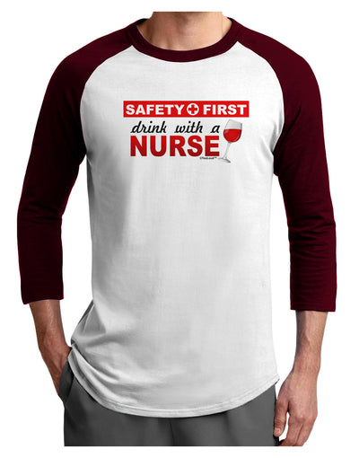 Drink With A Nurse Adult Raglan Shirt-TooLoud-White-Cardinal-X-Small-Davson Sales