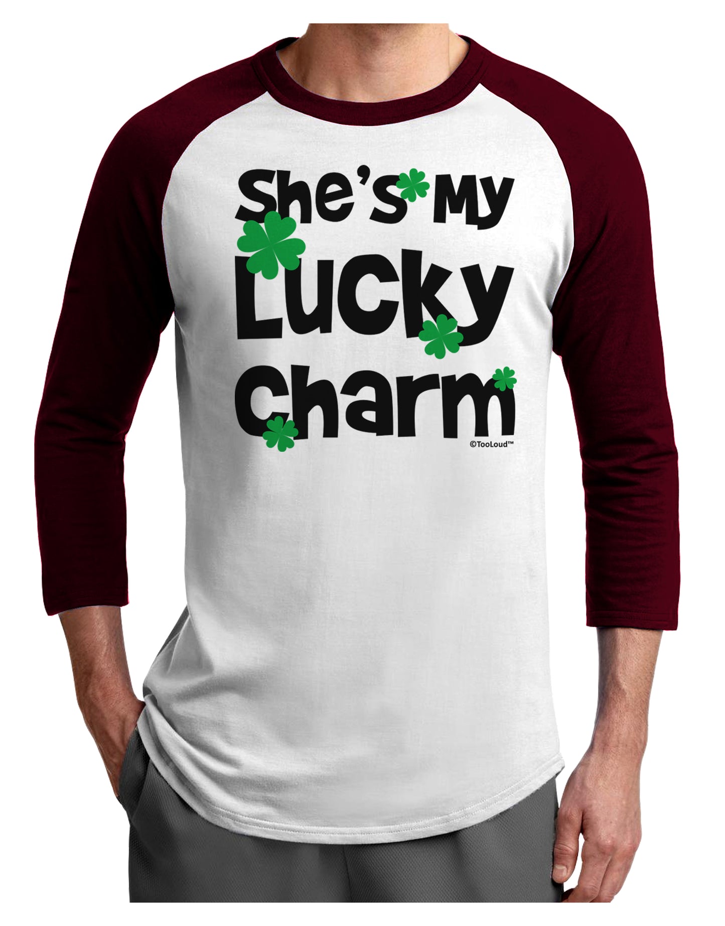 She's My Lucky Charm - Matching Couples Design Adult Raglan Shirt by TooLoud-Raglan Shirt-TooLoud-White-Cardinal-X-Small-Davson Sales