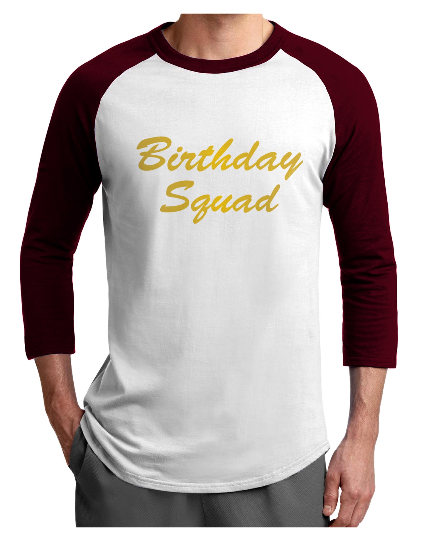 Birthday Squad Text Adult Raglan Shirt by TooLoud-TooLoud-White-Cardinal-X-Small-Davson Sales