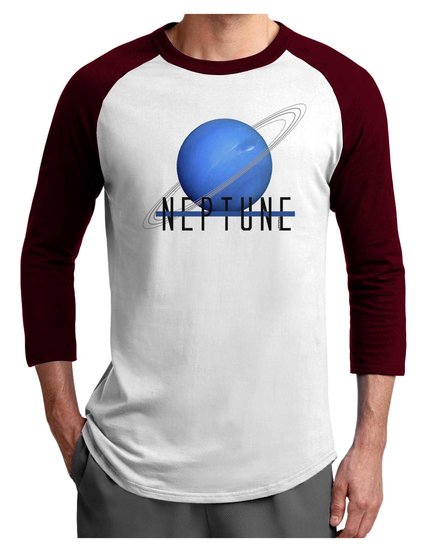 Planet Neptune Text Adult Raglan Shirt-Raglan Shirt-TooLoud-White-Cardinal-X-Small-Davson Sales