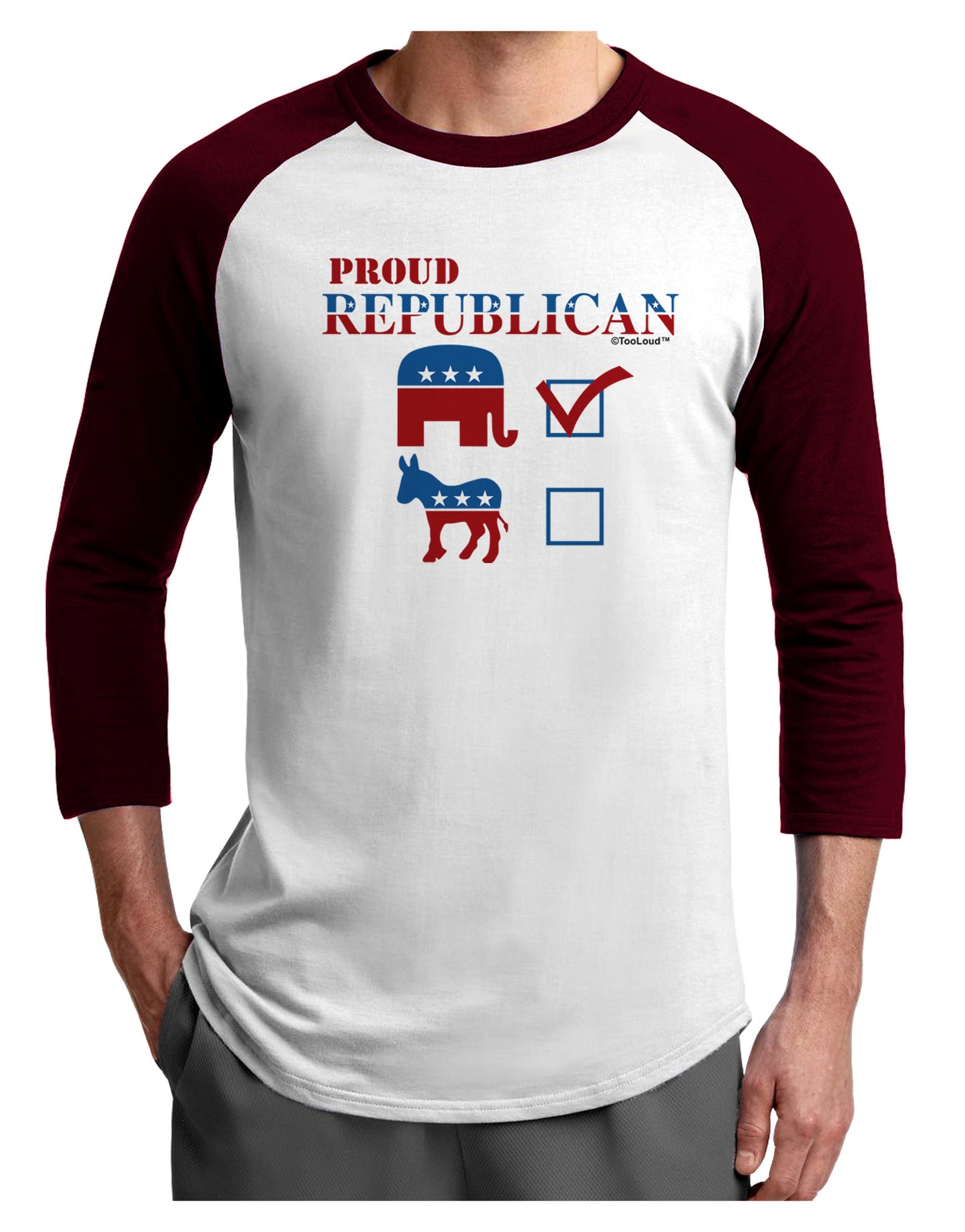 Proud Republican Checkmark Adult Raglan Shirt-Raglan Shirt-TooLoud-White-Cardinal-X-Small-Davson Sales