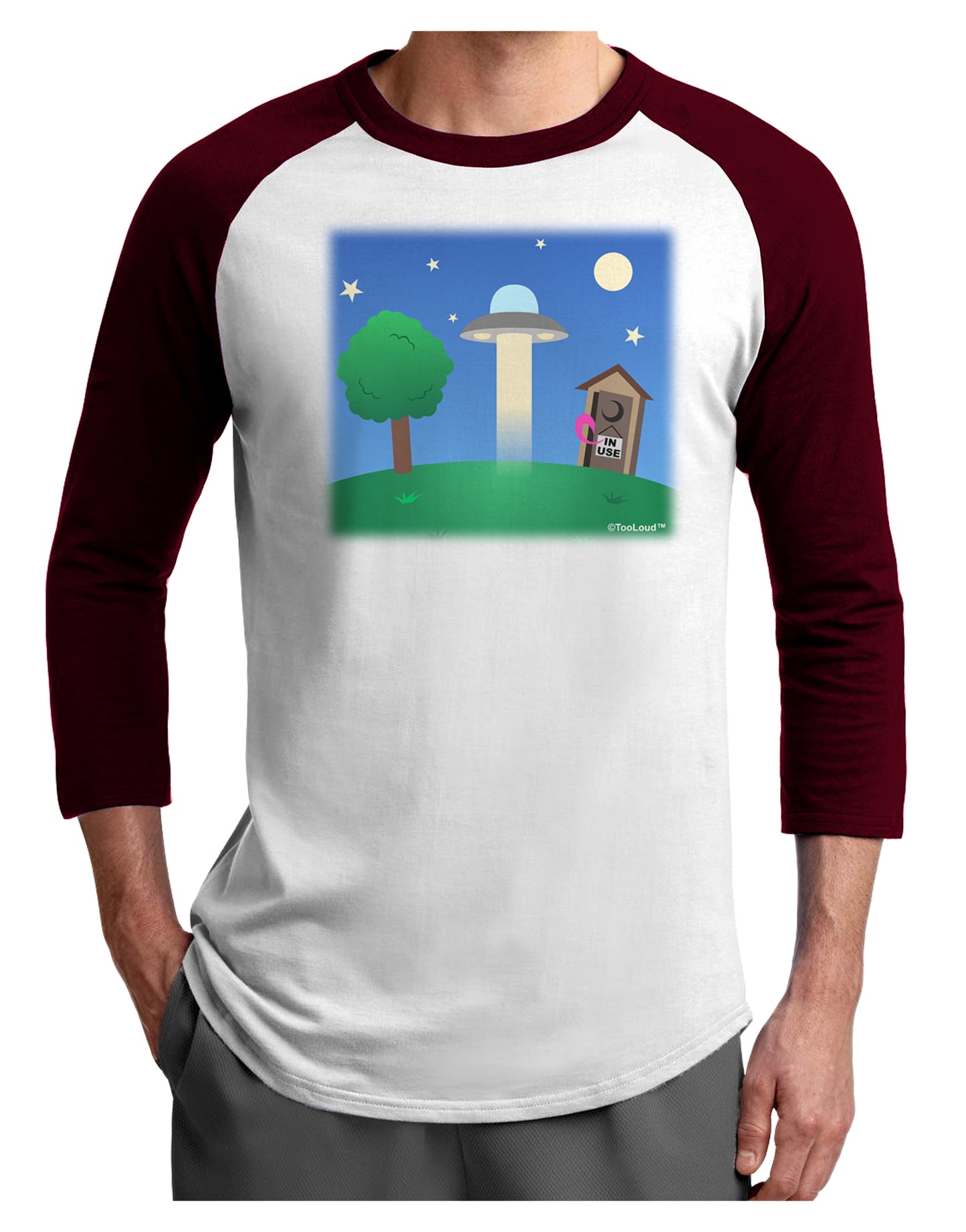 UFO Stopping At an Out-house Adult Raglan Shirt by TooLoud-TooLoud-White-Cardinal-X-Small-Davson Sales