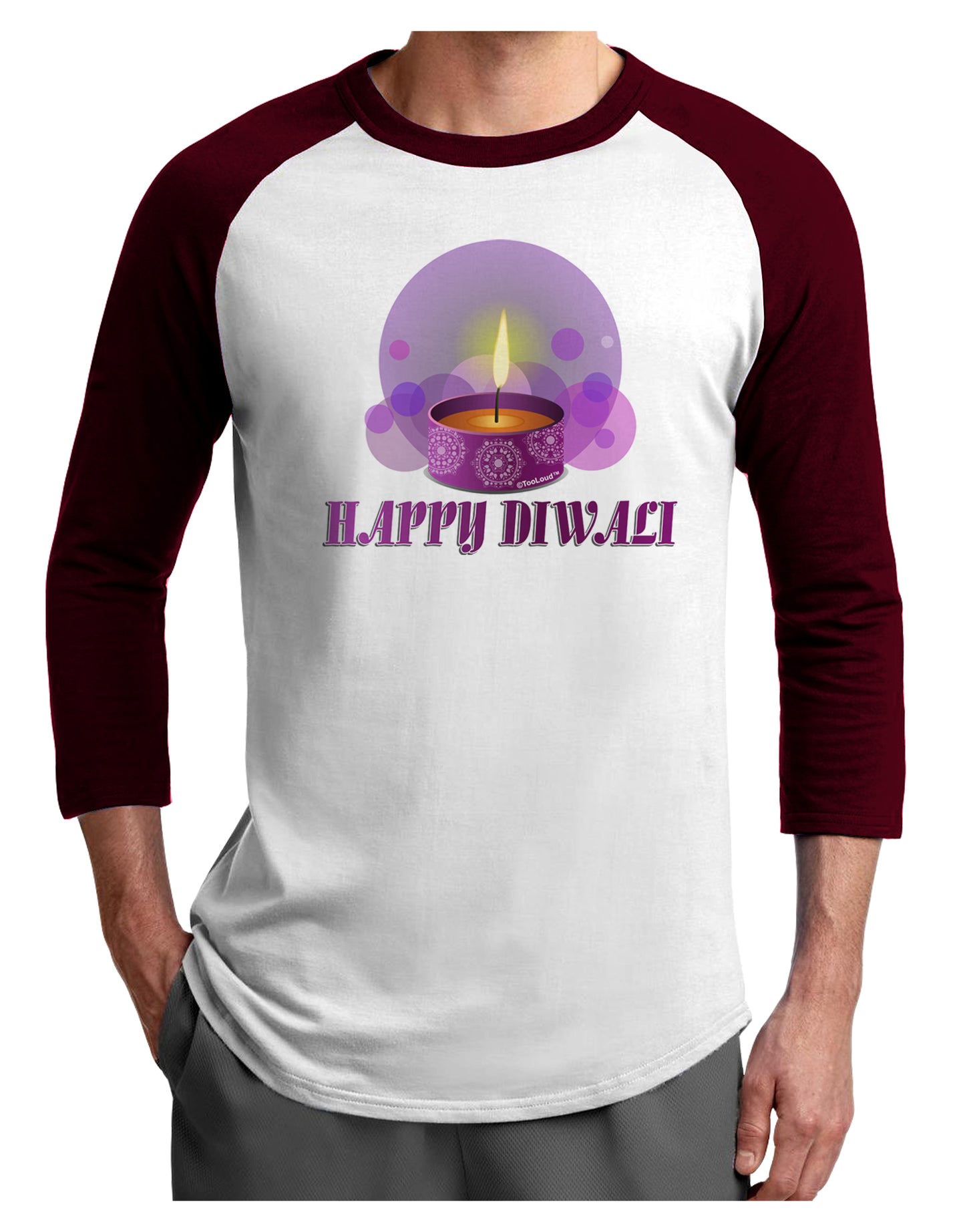 Happy Diwali Purple Candle Adult Raglan Shirt by TooLoud-TooLoud-White-Cardinal-X-Small-Davson Sales