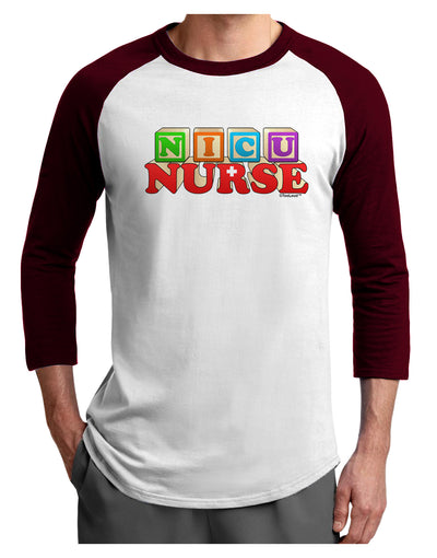 Nicu Nurse Adult Raglan Shirt-TooLoud-White-Cardinal-X-Small-Davson Sales