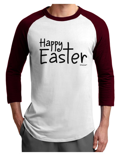 Happy Easter with Cross Adult Raglan Shirt by TooLoud-TooLoud-White-Cardinal-X-Small-Davson Sales