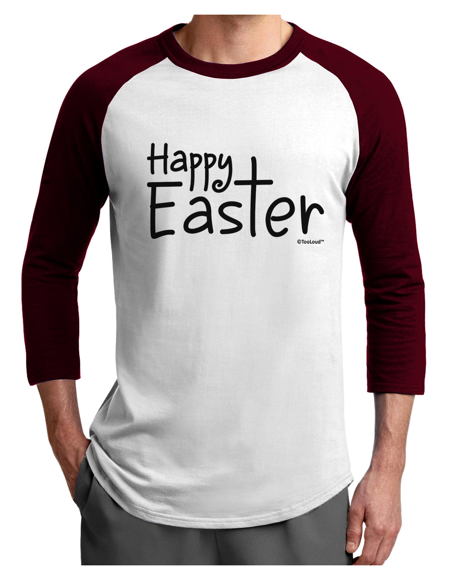 Happy Easter with Cross Adult Raglan Shirt by TooLoud-TooLoud-White-Black-X-Small-Davson Sales