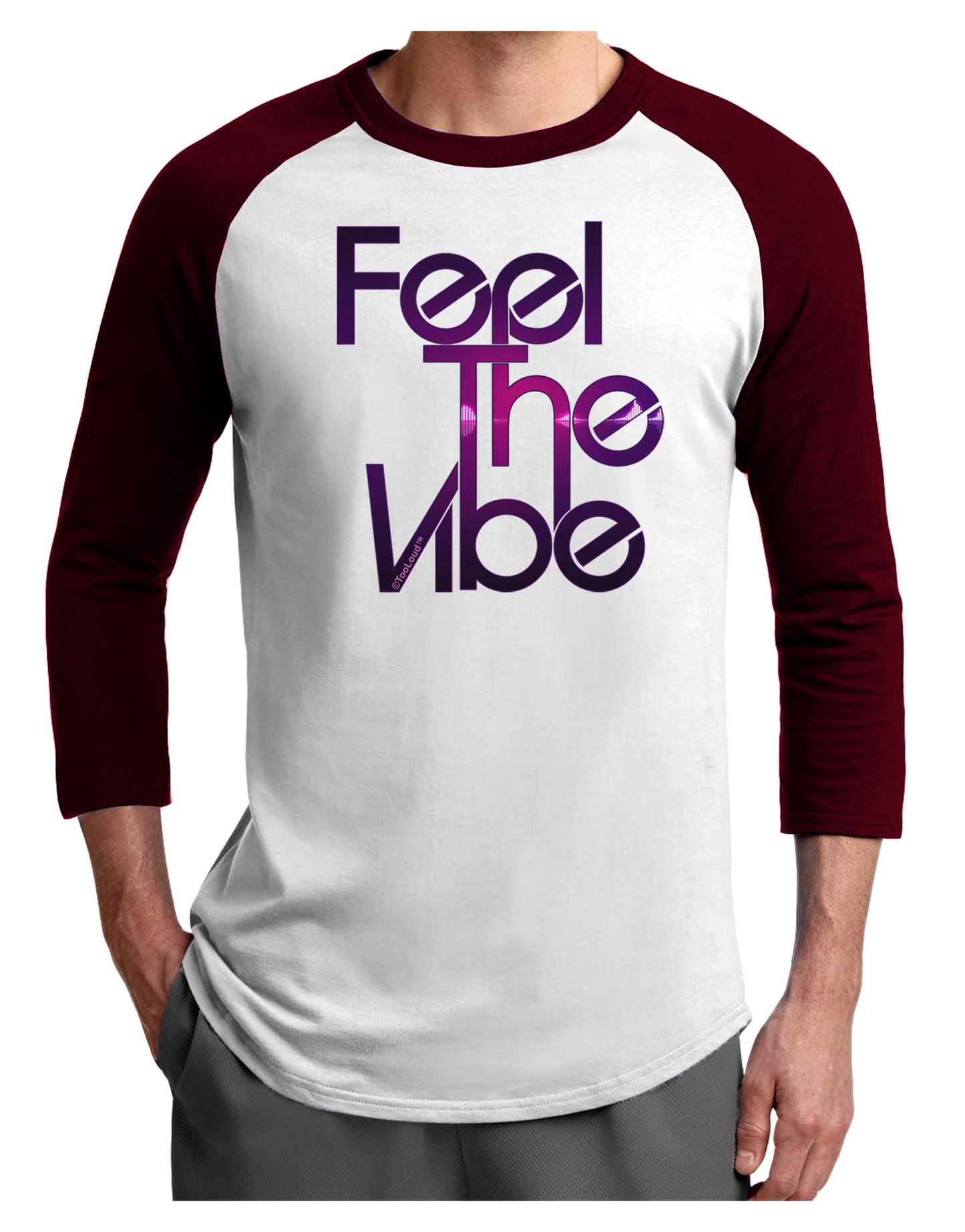 Feel The Vibe Adult Raglan Shirt-Raglan Shirt-TooLoud-White-Cardinal-X-Small-Davson Sales