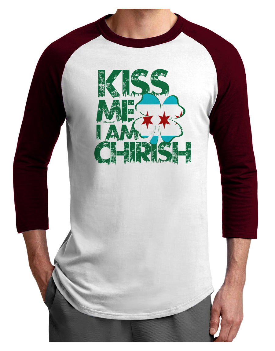 Kiss Me I'm Chirish Adult Raglan Shirt by TooLoud-Clothing-TooLoud-White-Black-X-Small-Davson Sales