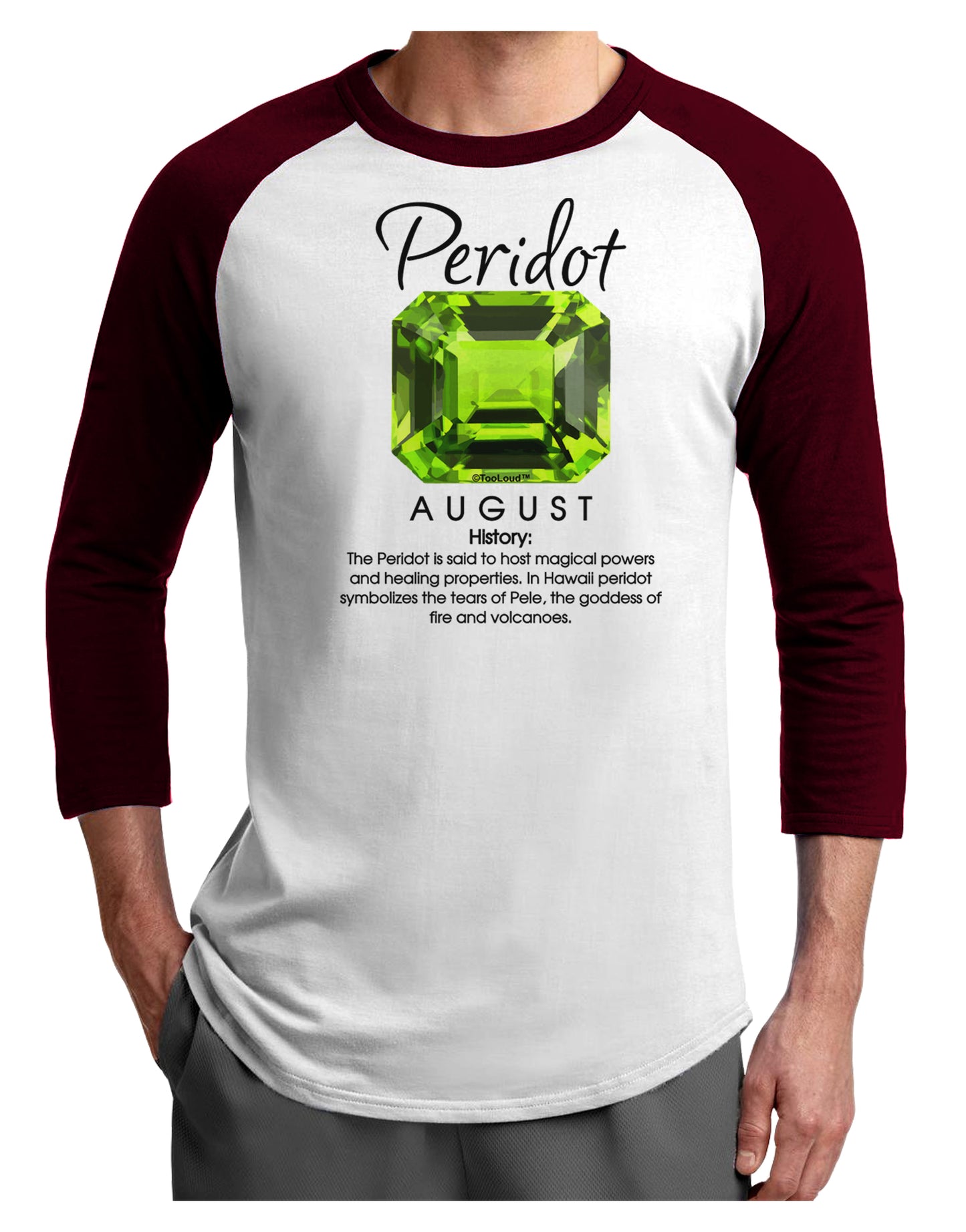 Birthstone Peridot Adult Raglan Shirt-Raglan Shirt-TooLoud-White-Cardinal-X-Small-Davson Sales