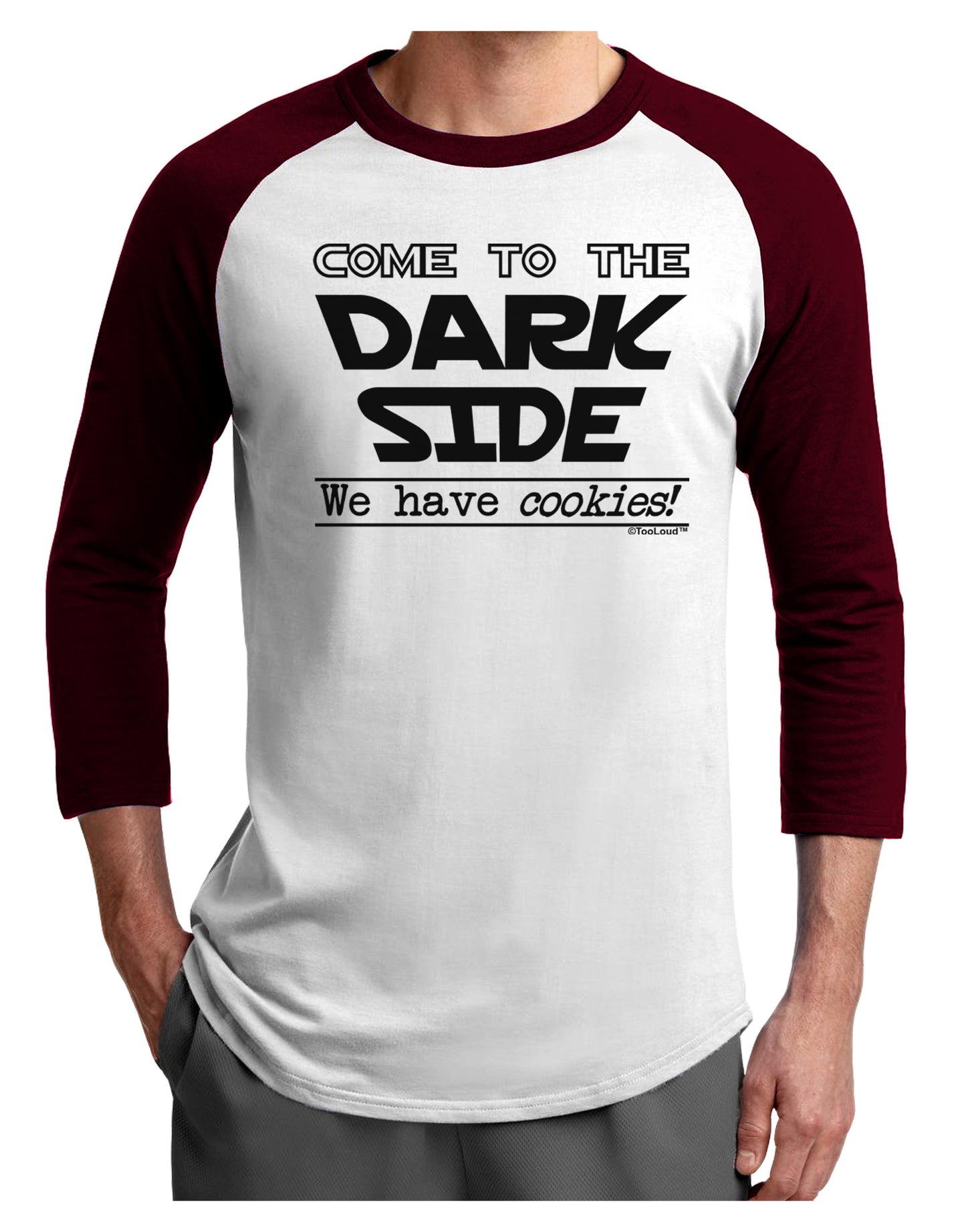 Come To The Dark Side - Cookies Adult Raglan Shirt by-Raglan Shirt-TooLoud-White-Cardinal-X-Small-Davson Sales