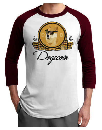 Doge Coins Adult Raglan Shirt-Mens T-Shirt-TooLoud-White-Cardinal-X-Small-Davson Sales