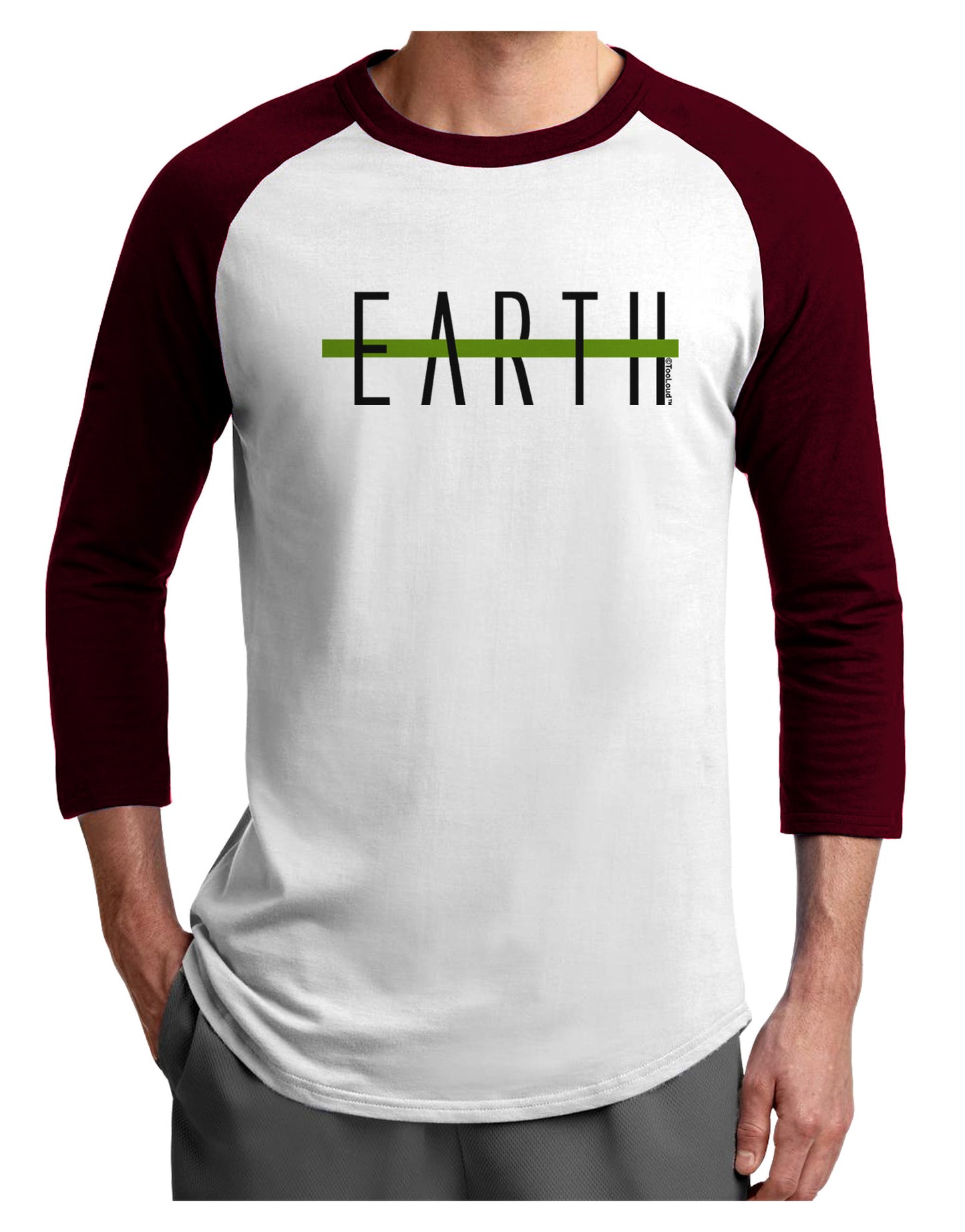Planet Earth Text Only Adult Raglan Shirt-Raglan Shirt-TooLoud-White-Cardinal-X-Small-Davson Sales