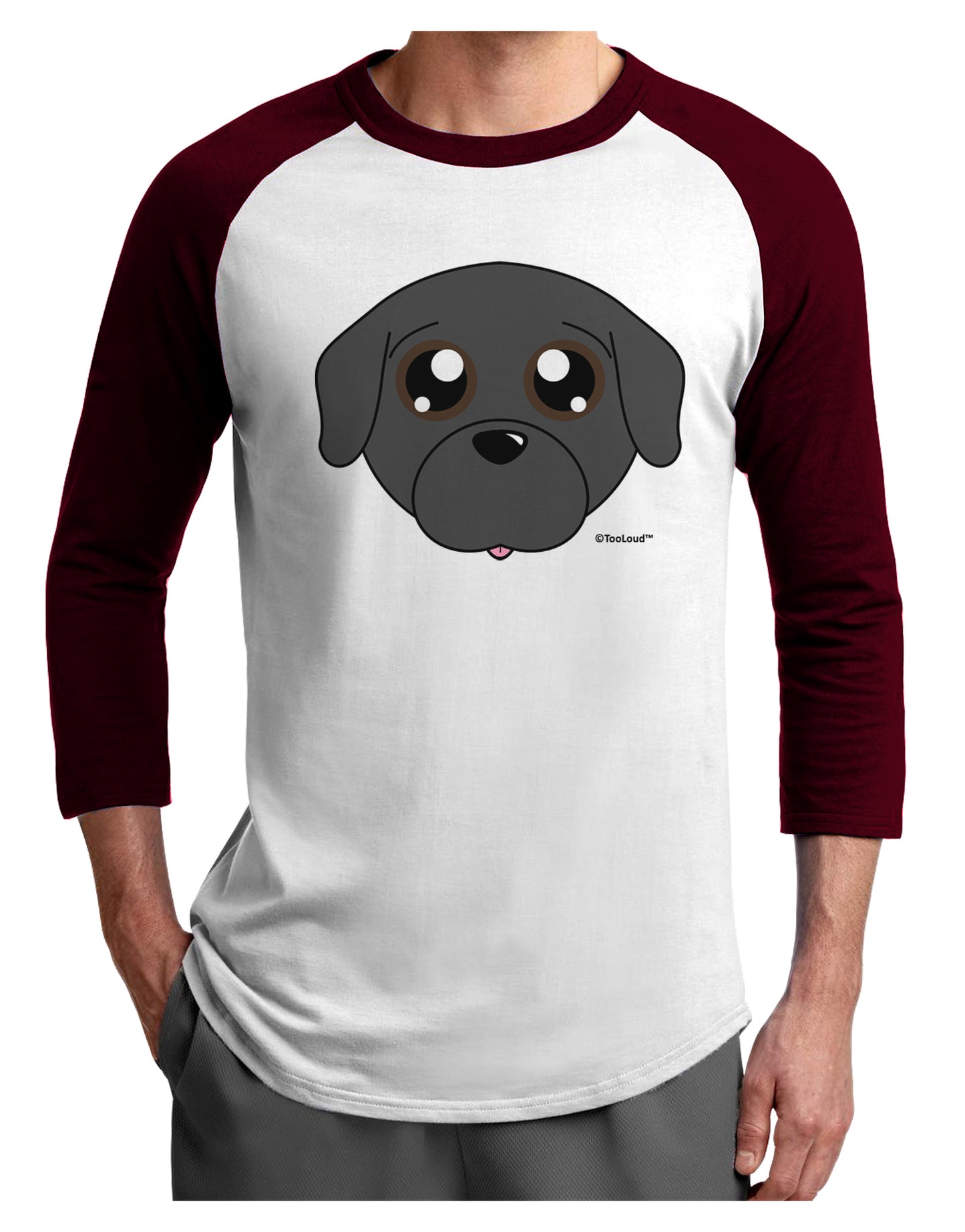Cute Pug Dog - Black Adult Raglan Shirt by TooLoud-TooLoud-White-Cardinal-X-Small-Davson Sales