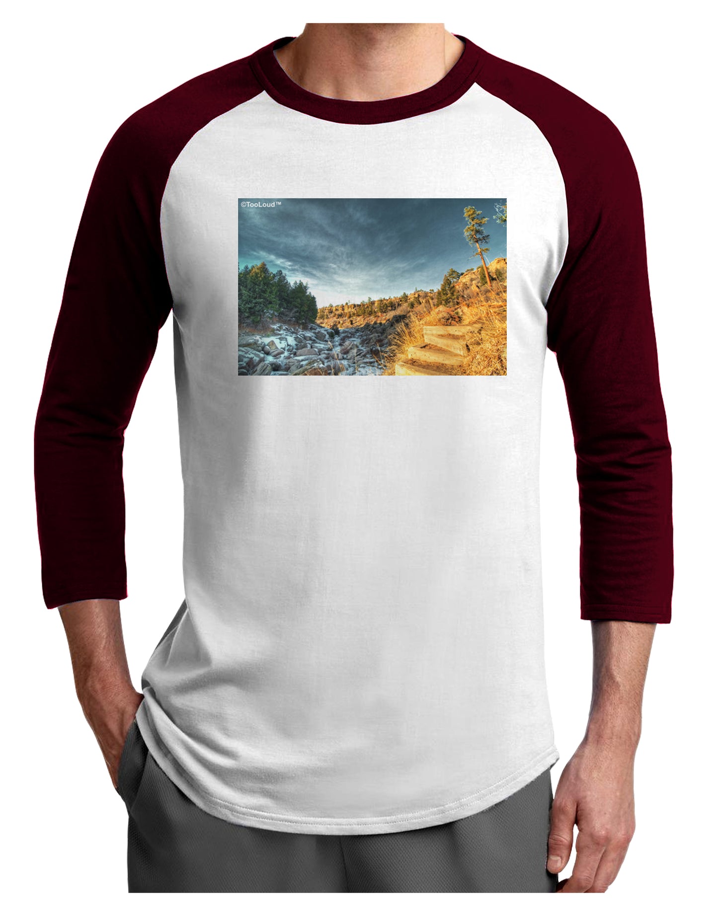 Castlewood Canyon Adult Raglan Shirt-Raglan Shirt-TooLoud-White-Cardinal-X-Small-Davson Sales