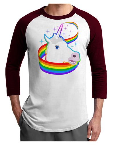 Magical Horn Rainbow Unicorn Adult Raglan Shirt-Raglan Shirt-TooLoud-White-Cardinal-X-Small-Davson Sales