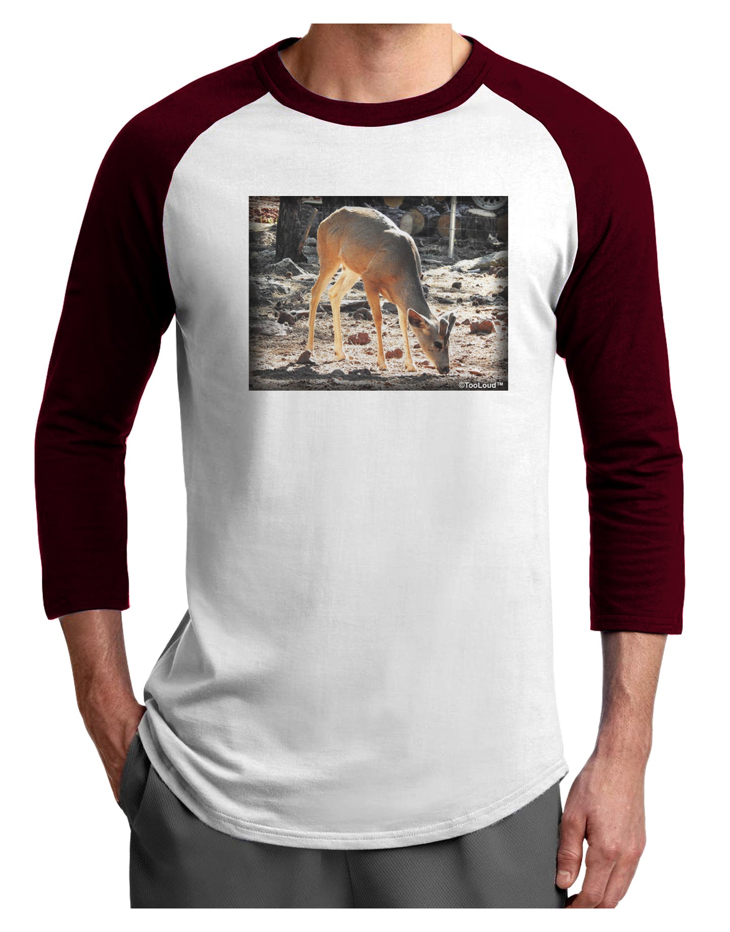 Little Buck Adult Raglan Shirt-Raglan Shirt-TooLoud-White-Cardinal-X-Small-Davson Sales