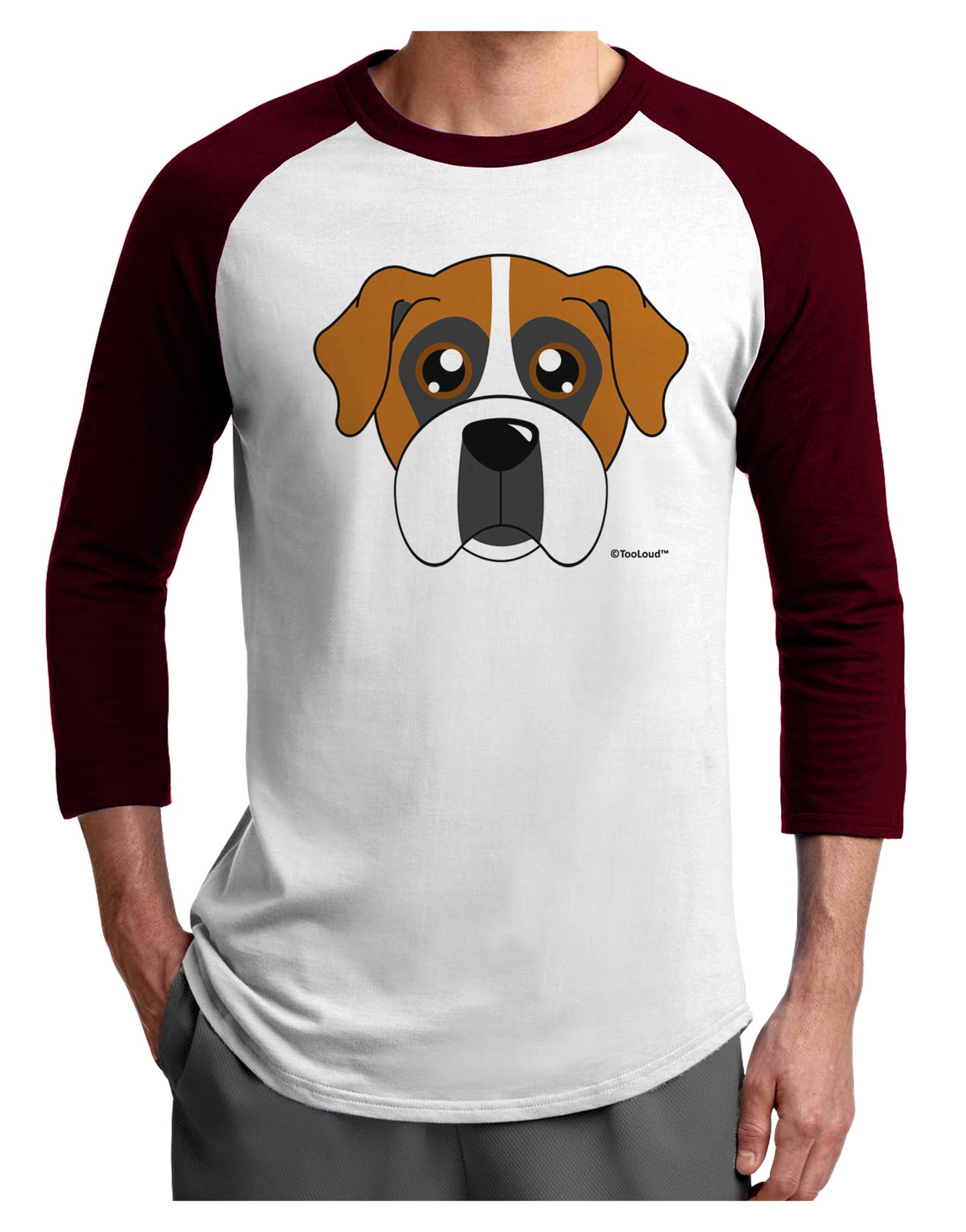 Cute Boxer Dog Adult Raglan Shirt-Raglan Shirt-TooLoud-White-Cardinal-X-Small-Davson Sales