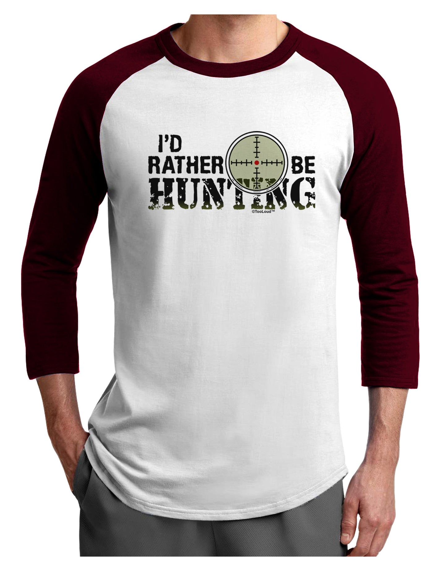 I'd Rather Be Hunting Adult Raglan Shirt-Raglan Shirt-TooLoud-White-Cardinal-X-Small-Davson Sales