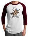Gemini Illustration Color Adult Raglan Shirt-TooLoud-White-Cardinal-X-Small-Davson Sales