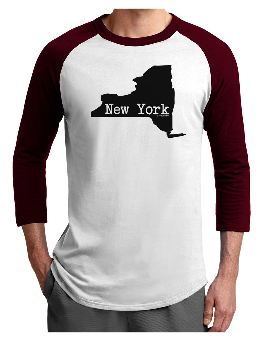 New York - United States Shape Adult Raglan Shirt by TooLoud-TooLoud-White-Black-X-Small-Davson Sales