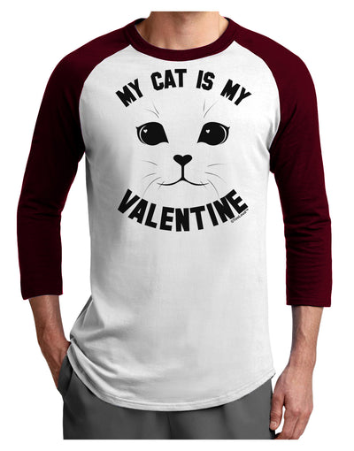 My Cat is my Valentine Adult Raglan Shirt by-Raglan Shirt-TooLoud-White-Cardinal-X-Small-Davson Sales