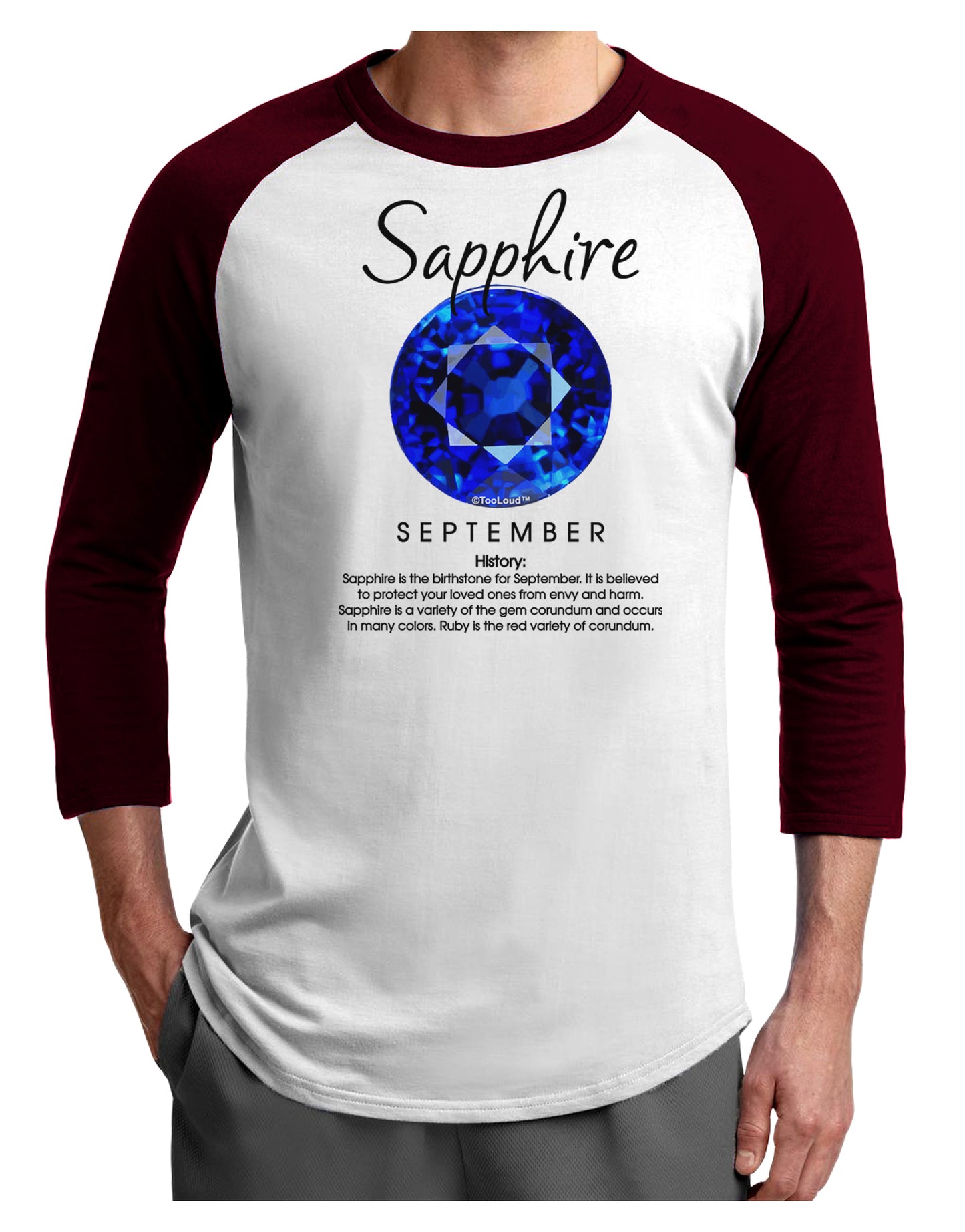 Birthstone Sapphire Adult Raglan Shirt-Raglan Shirt-TooLoud-White-Cardinal-X-Small-Davson Sales