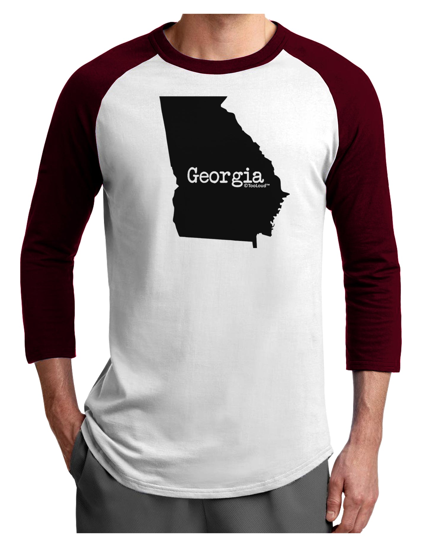 Georgia - United States Shape Adult Raglan Shirt by TooLoud-TooLoud-White-Cardinal-X-Small-Davson Sales