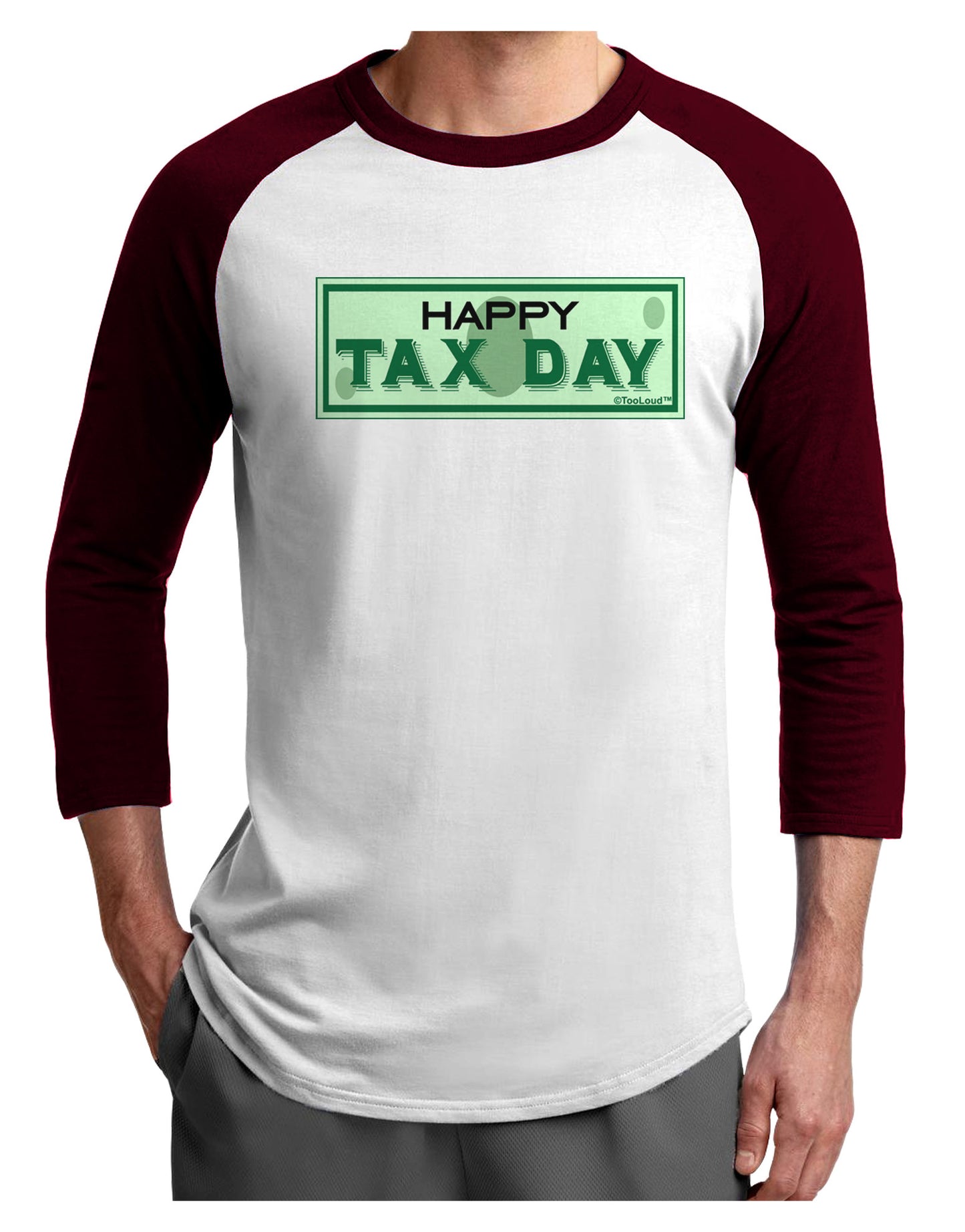 Happy Tax Day Adult Raglan Shirt-TooLoud-White-Cardinal-X-Small-Davson Sales