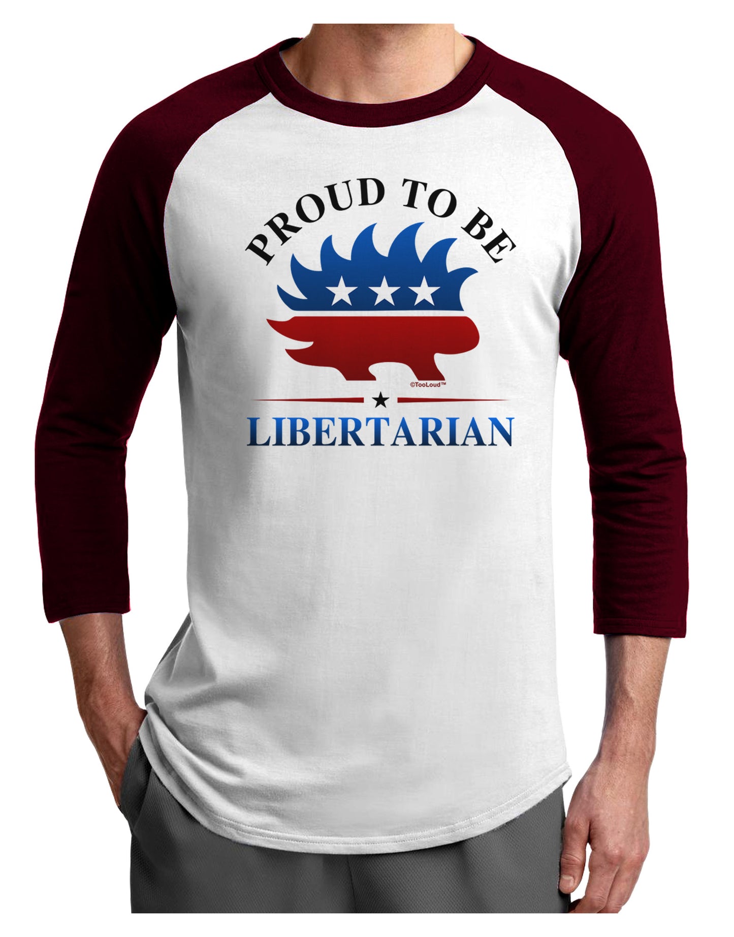 Proud To Be Libertarian Adult Raglan Shirt-Raglan Shirt-TooLoud-White-Cardinal-X-Small-Davson Sales
