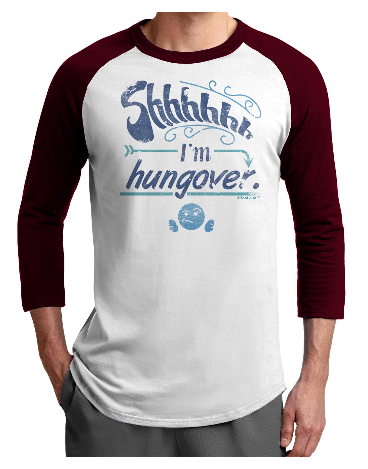 Shhh Im Hungover Funny Adult Raglan Shirt by-Raglan Shirt-TooLoud-White-Cardinal-X-Small-Davson Sales