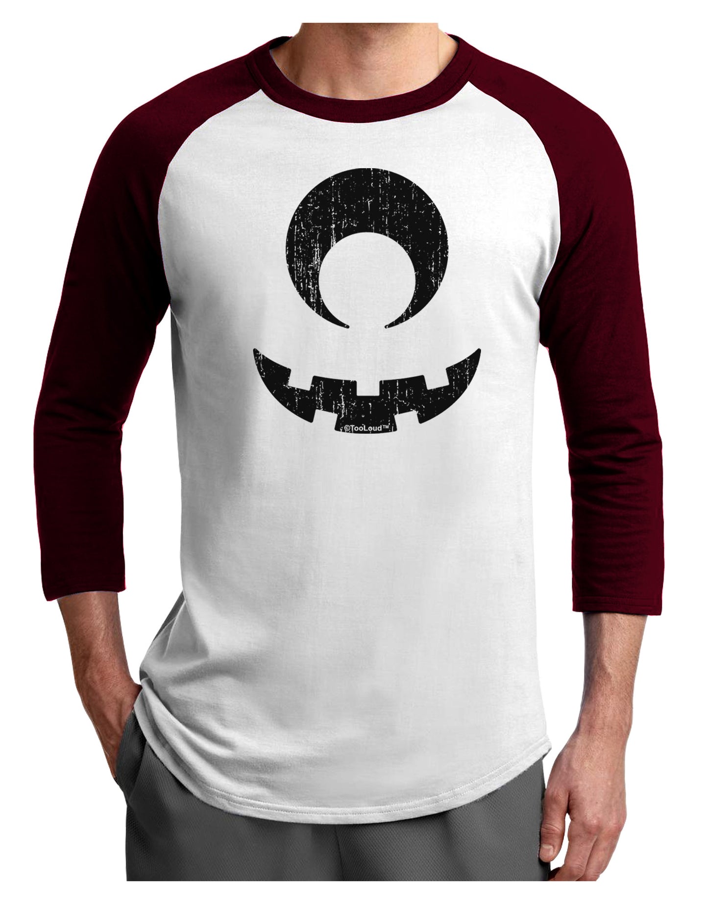 Cyclops Lantern Distressed Adult Raglan Shirt-TooLoud-White-Cardinal-X-Small-Davson Sales