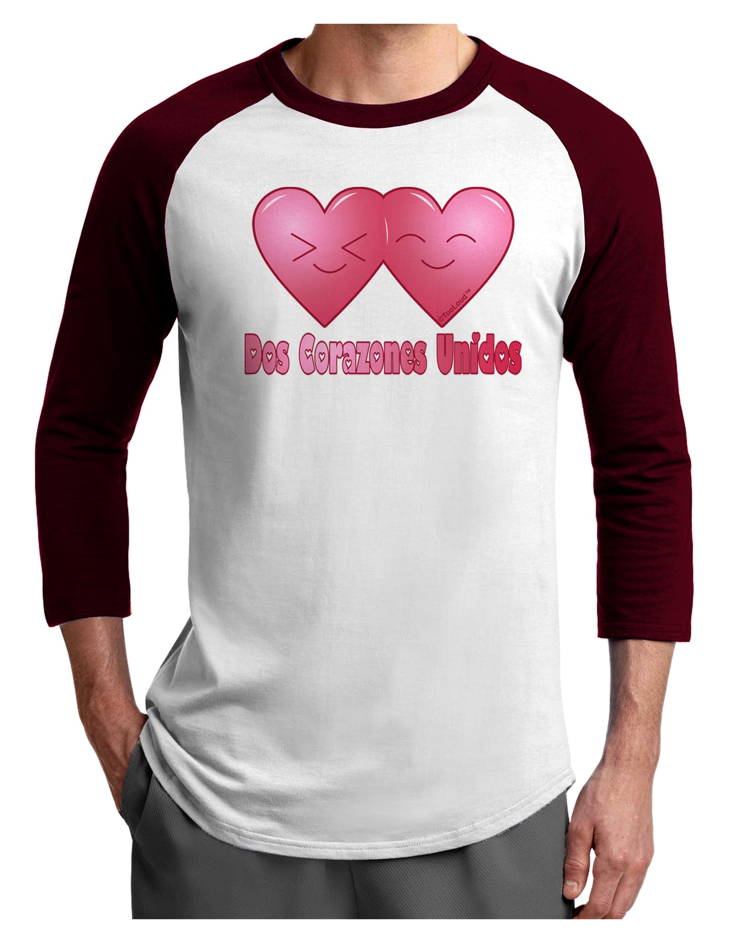 Dos Corazones Unidos Design Adult Raglan Shirt by TooLoud-TooLoud-White-Cardinal-X-Small-Davson Sales