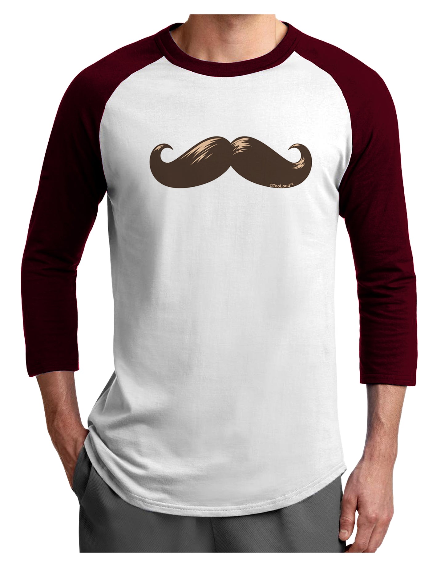 Big Brown Mustache Adult Raglan Shirt-Raglan Shirt-TooLoud-White-Cardinal-X-Small-Davson Sales