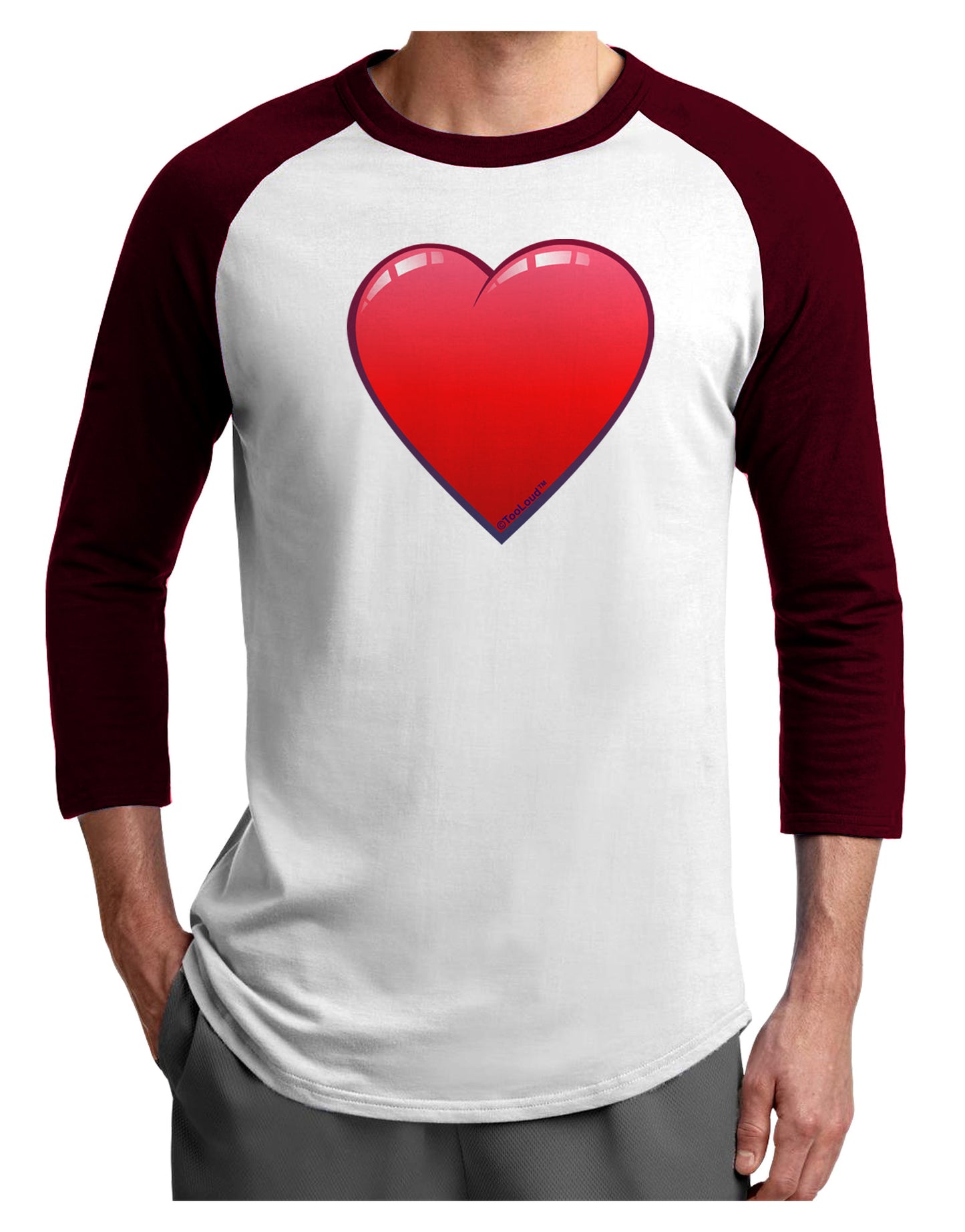 Cute Cartoon Heart Adult Raglan Shirt by-Raglan Shirt-TooLoud-White-Cardinal-X-Small-Davson Sales