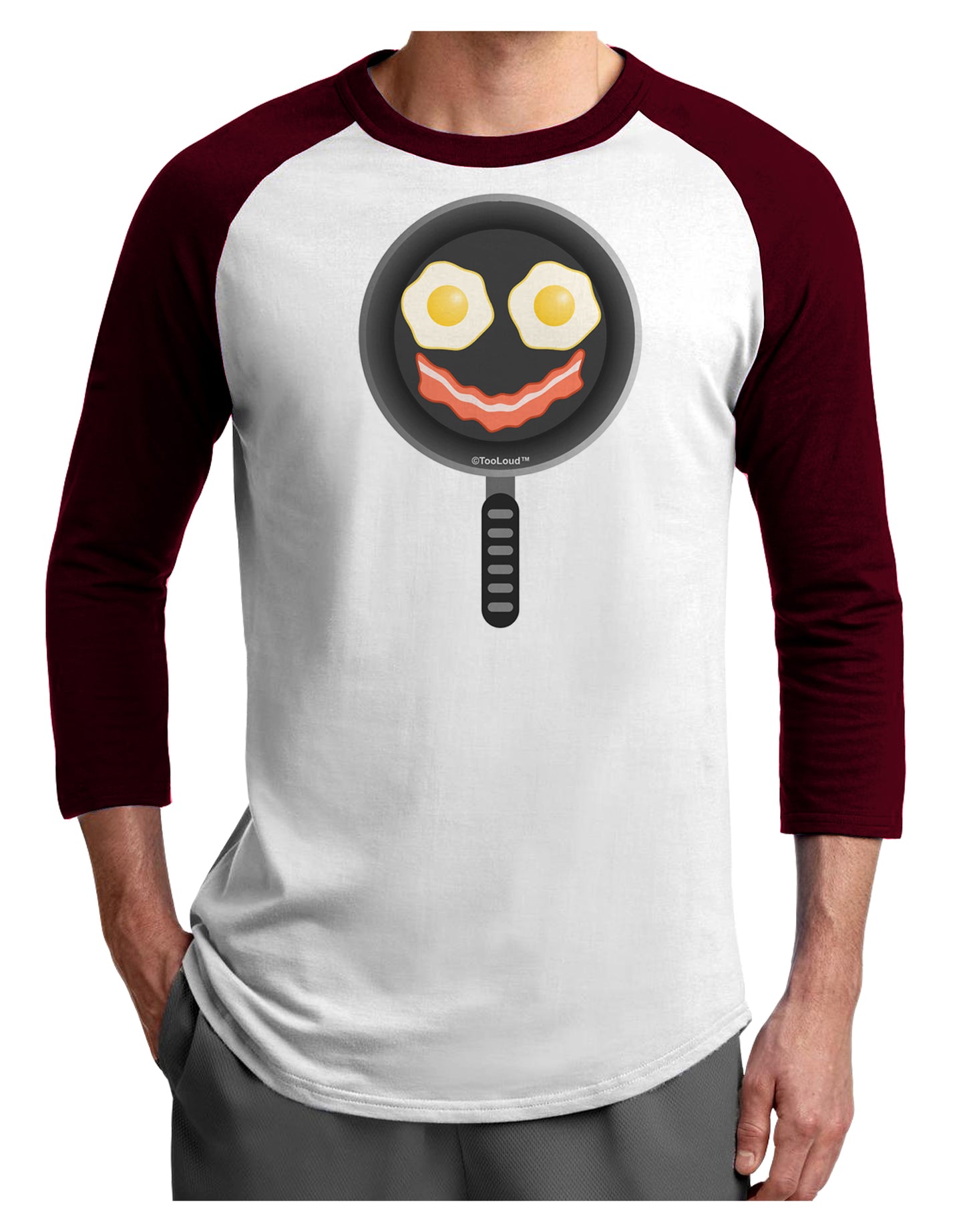 Eggs and Bacon Smiley Face Adult Raglan Shirt by TooLoud-TooLoud-White-Cardinal-X-Small-Davson Sales