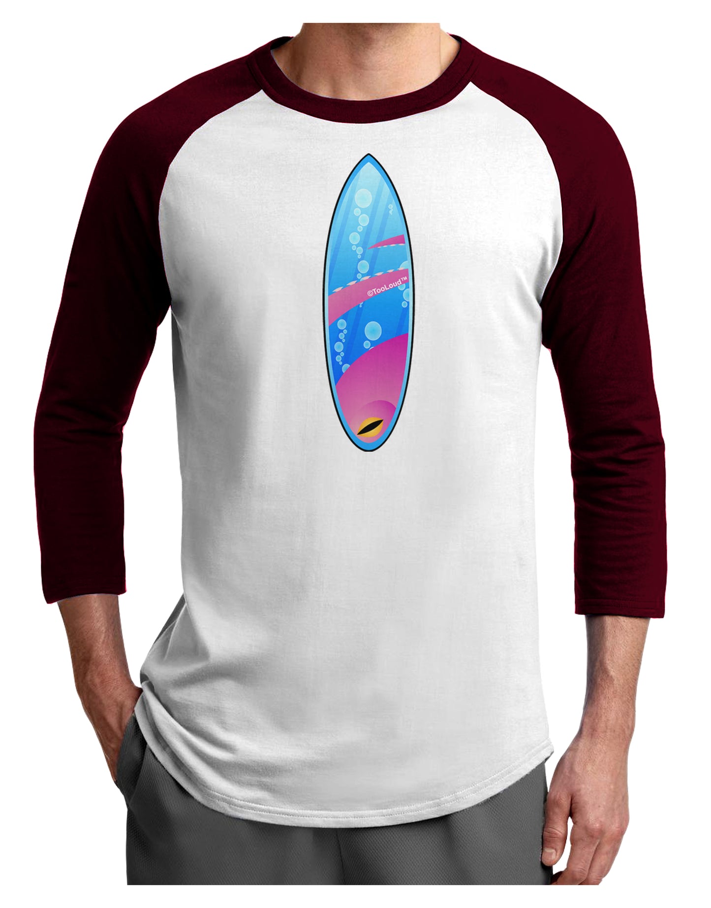 Octopus Surfboard Adult Raglan Shirt by TooLoud-TooLoud-White-Cardinal-X-Small-Davson Sales