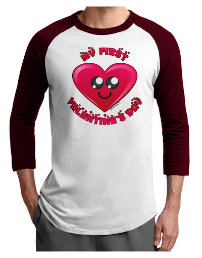 My First Valentine's Day Adult Raglan Shirt-Raglan Shirt-TooLoud-White-Cardinal-X-Small-Davson Sales