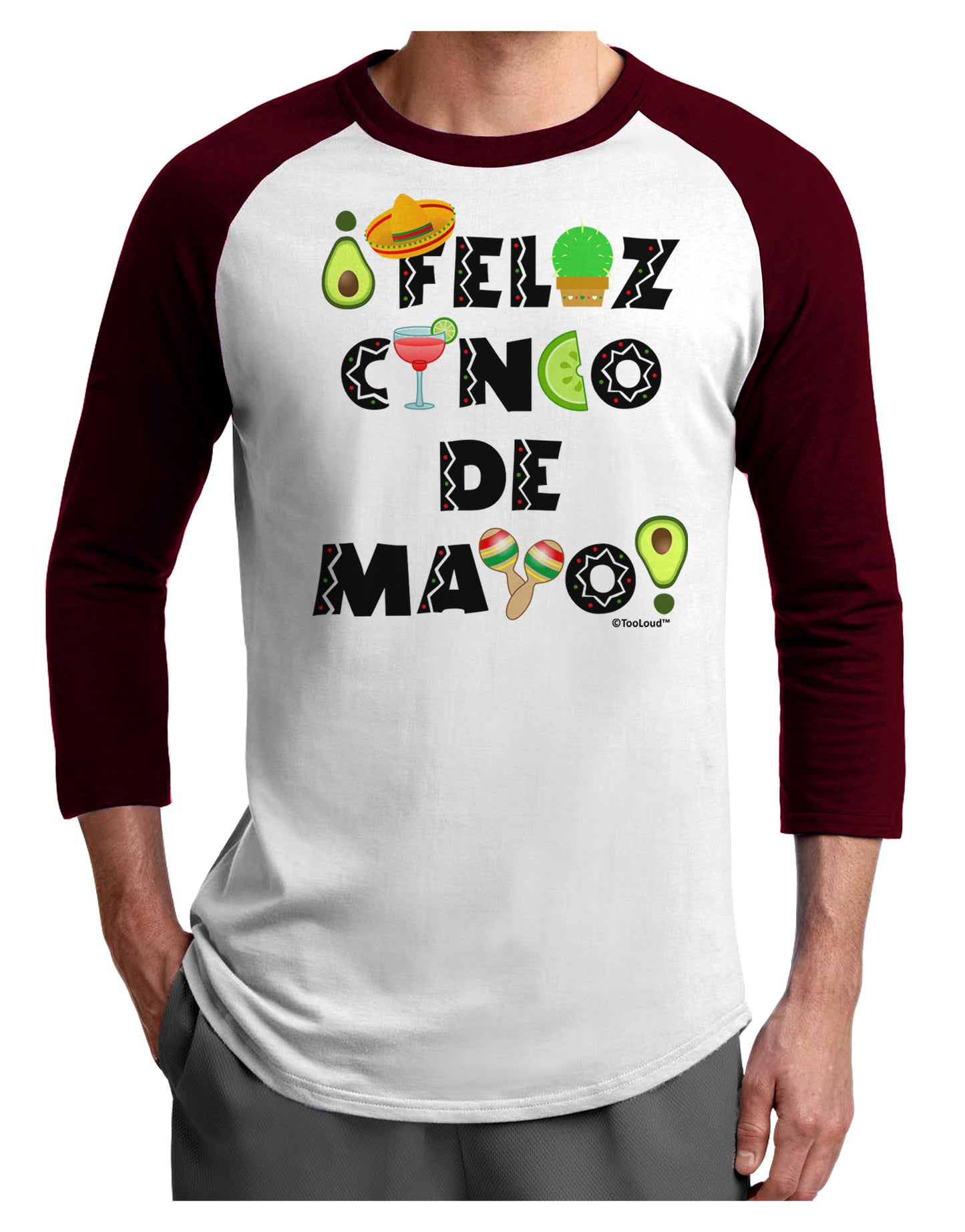 Feliz Cinco de Mayo - Fiesta Icons Adult Raglan Shirt by TooLoud-TooLoud-White-Cardinal-X-Small-Davson Sales